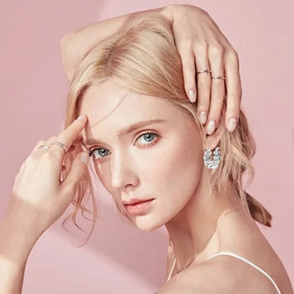 Luxury Synthetic Diamond Hoop Earrings for Women